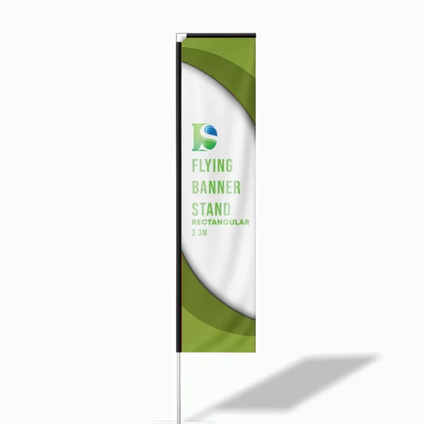Flying Banner Stand Rectangular with Square Metal Base 3.3M