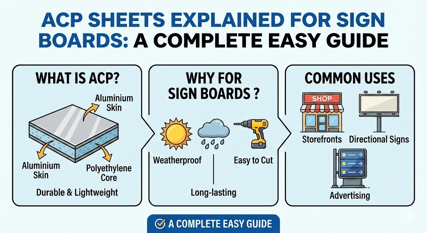 ACP sheet used for outdoor sign board with printed branding