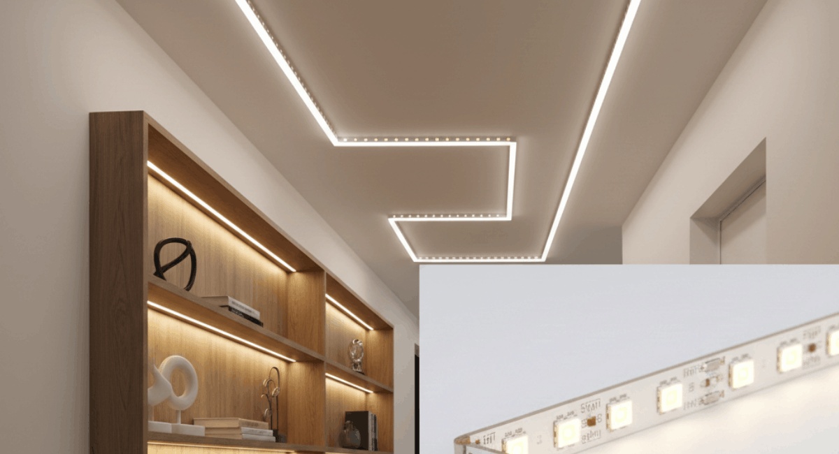 Zig zag LED strip lighting used for curved signage and decorative lighting designs