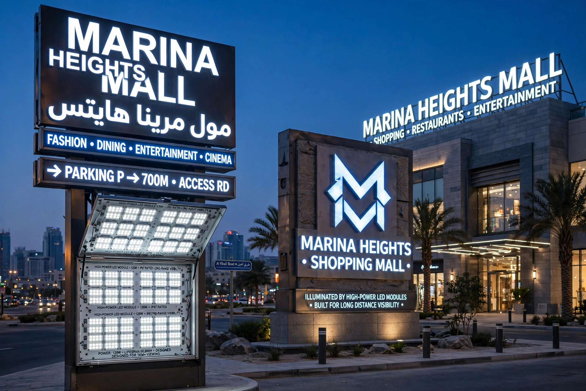 Acrylic sign board illuminated with premium LED modules