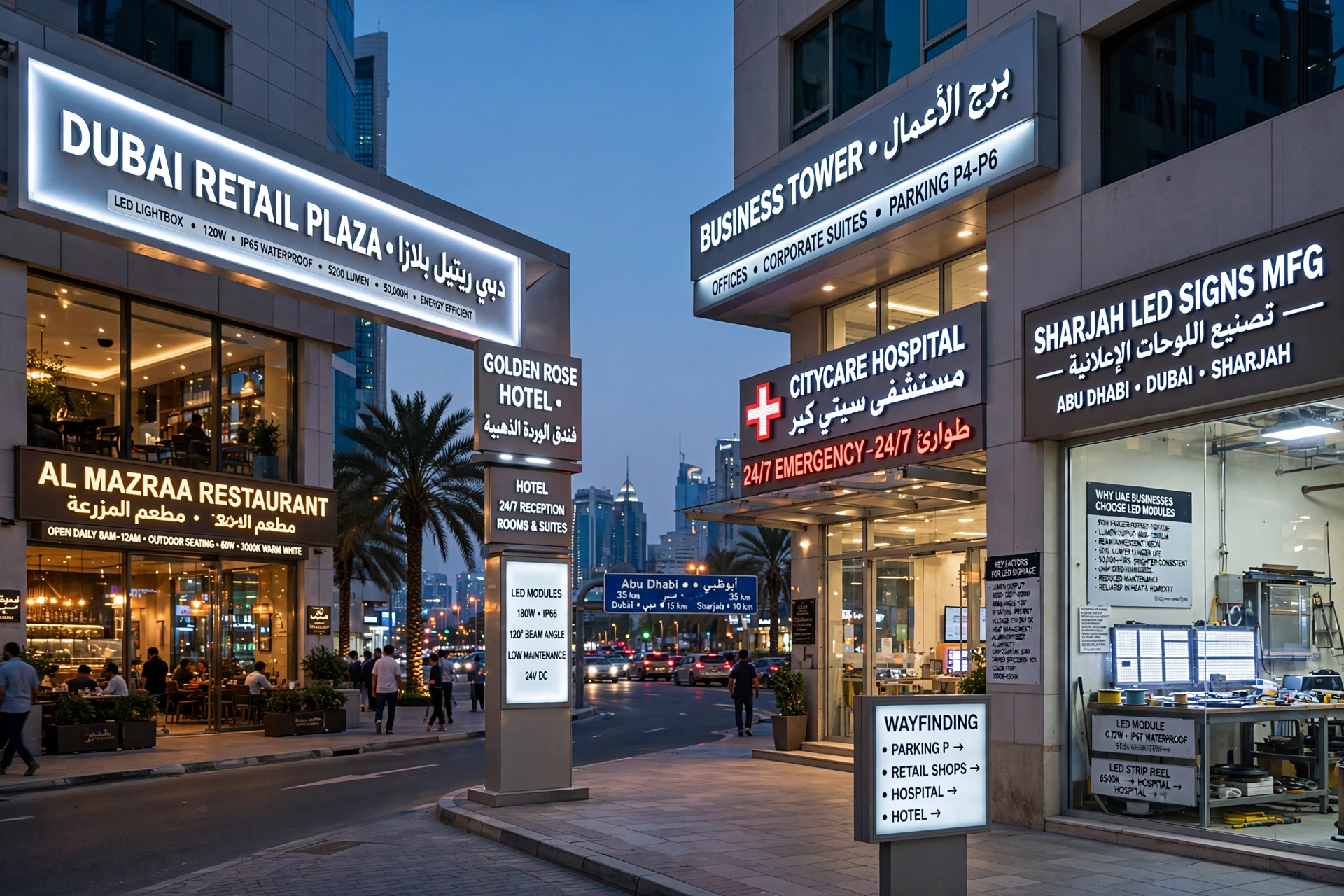 LED modules installed inside illuminated channel letter sign in Dubai