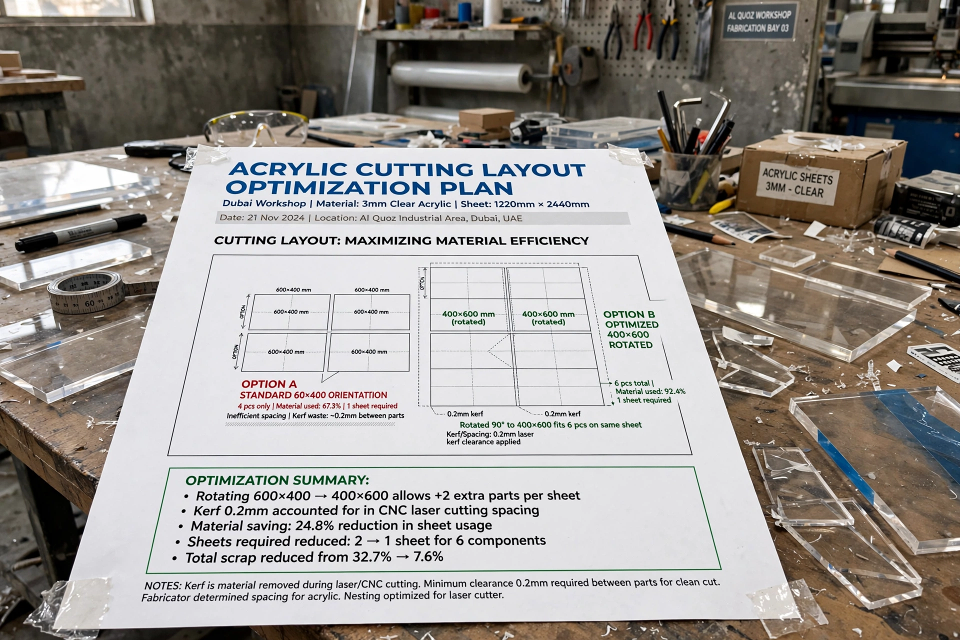 acrylic sheet offcuts remaining after fabrication