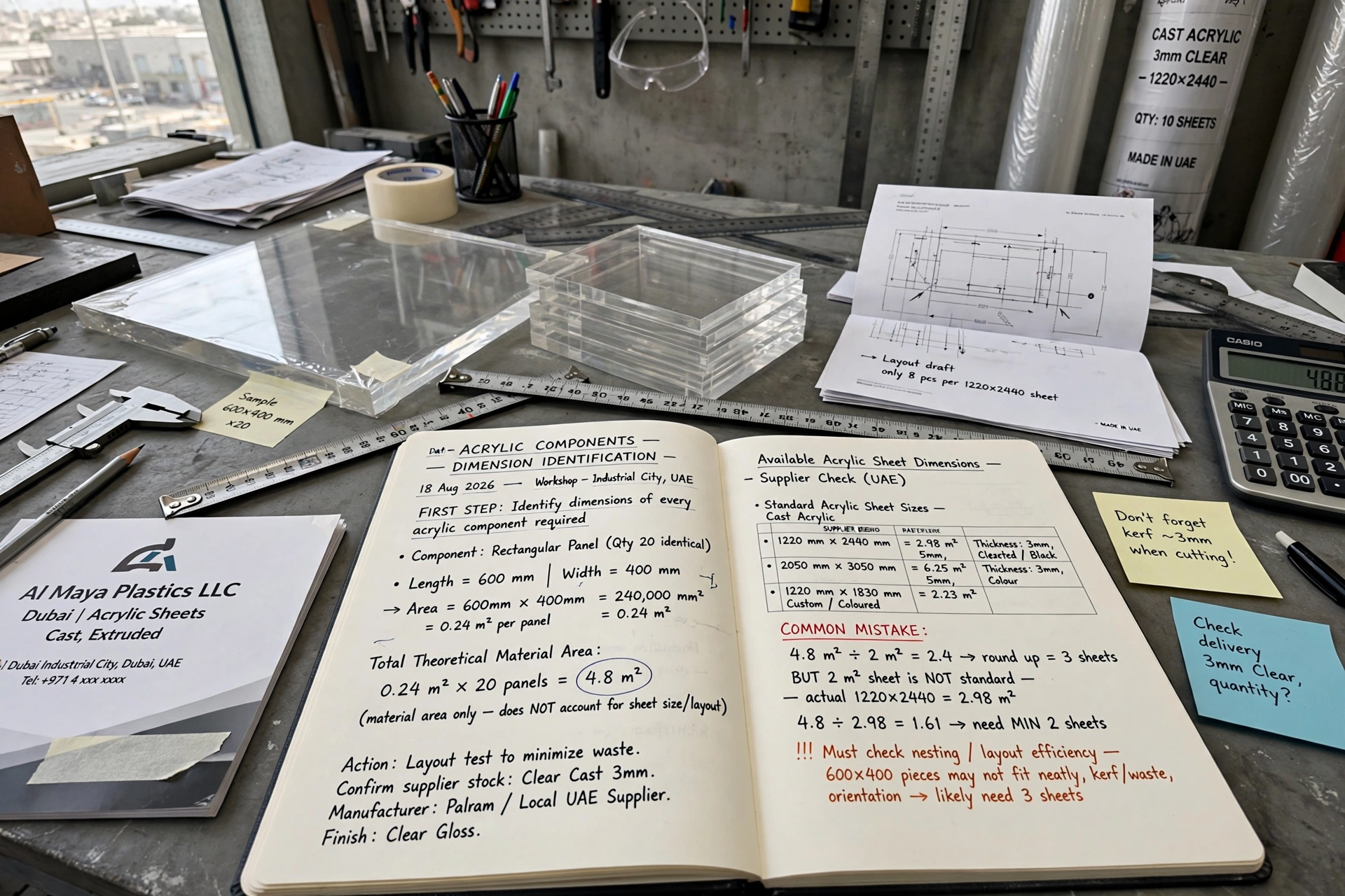 acrylic sheet measurements for determining project material requirements