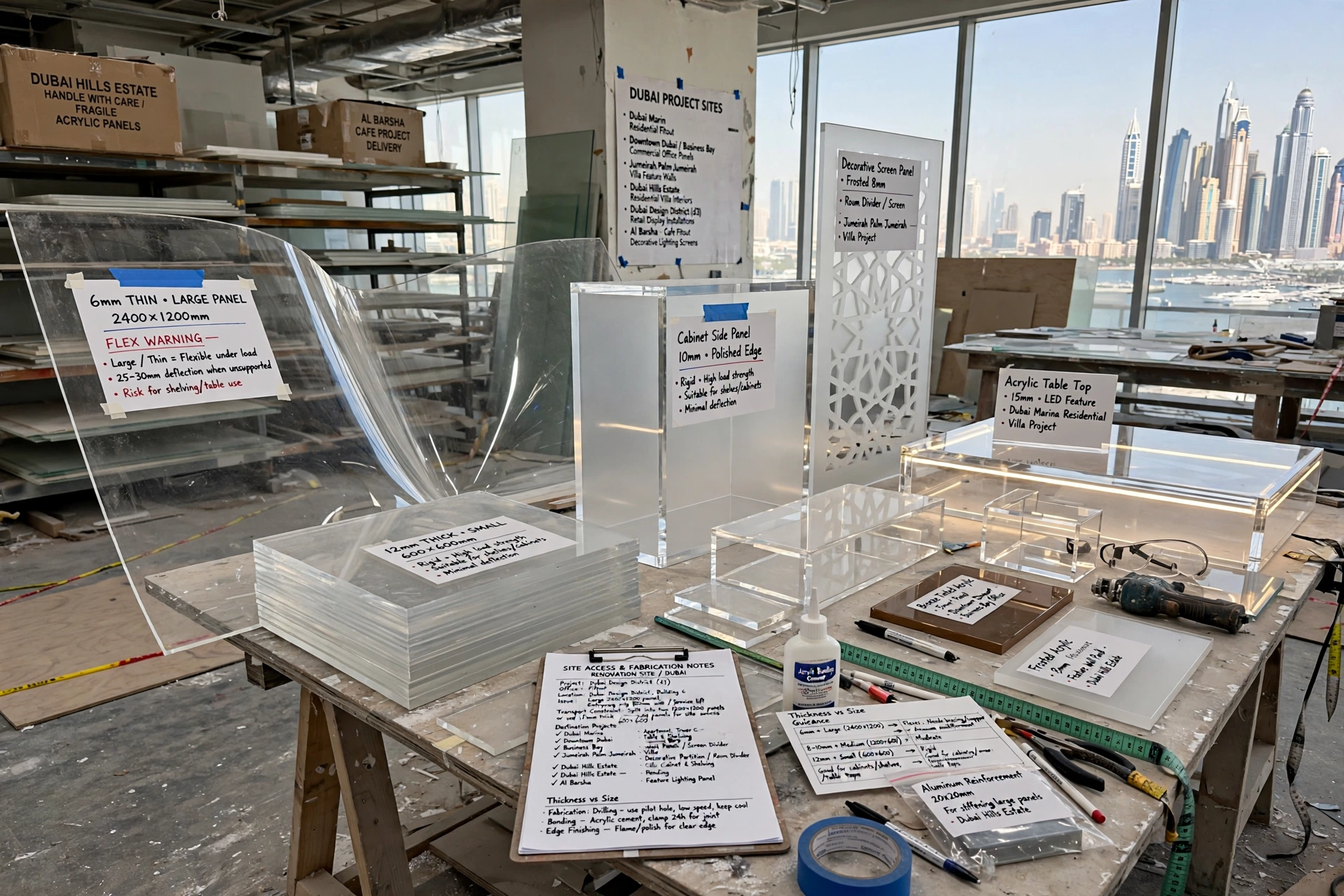 different acrylic sheet sizes compared for retail display and architectural applications