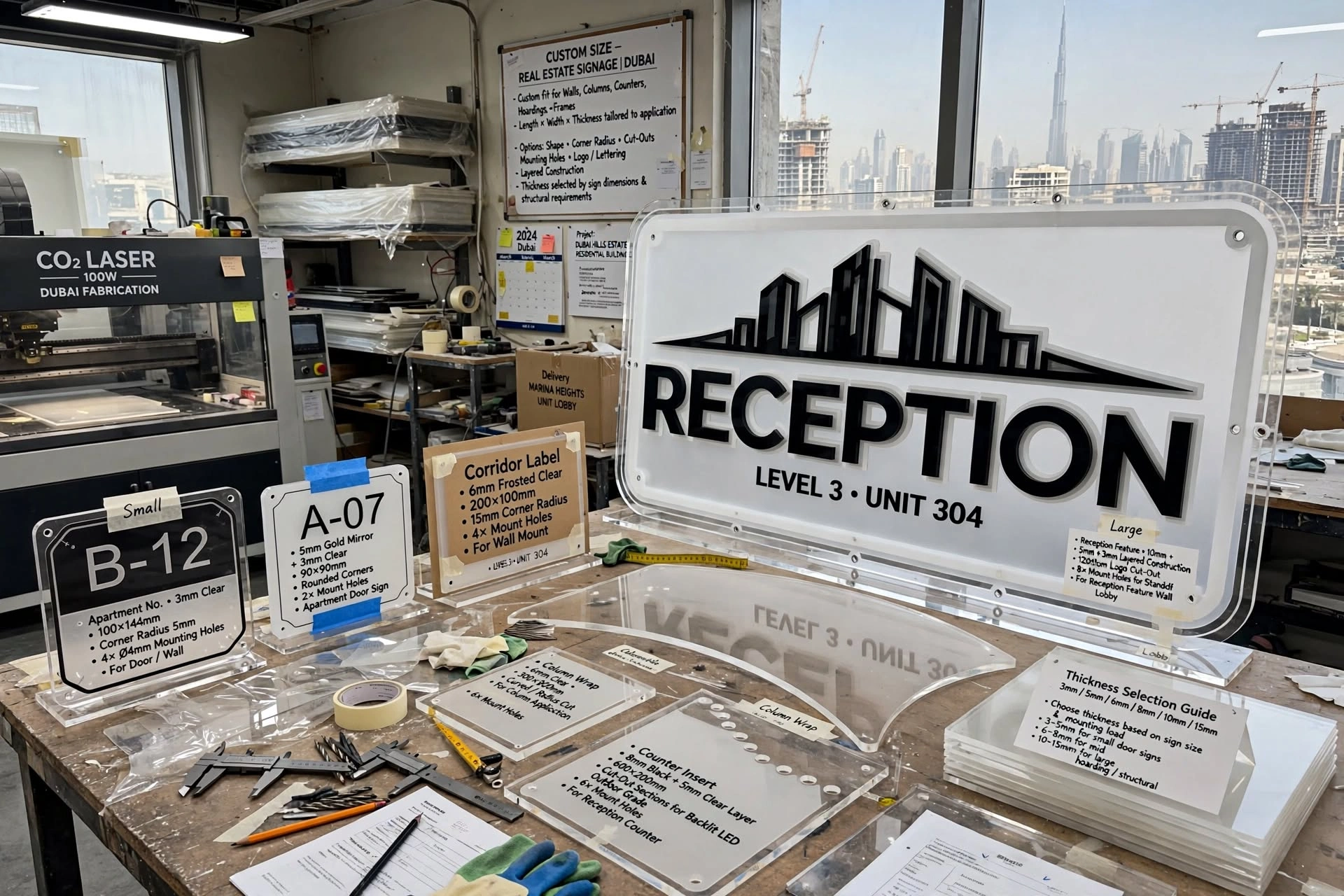 Premium acrylic signage used in a luxury property sales environment