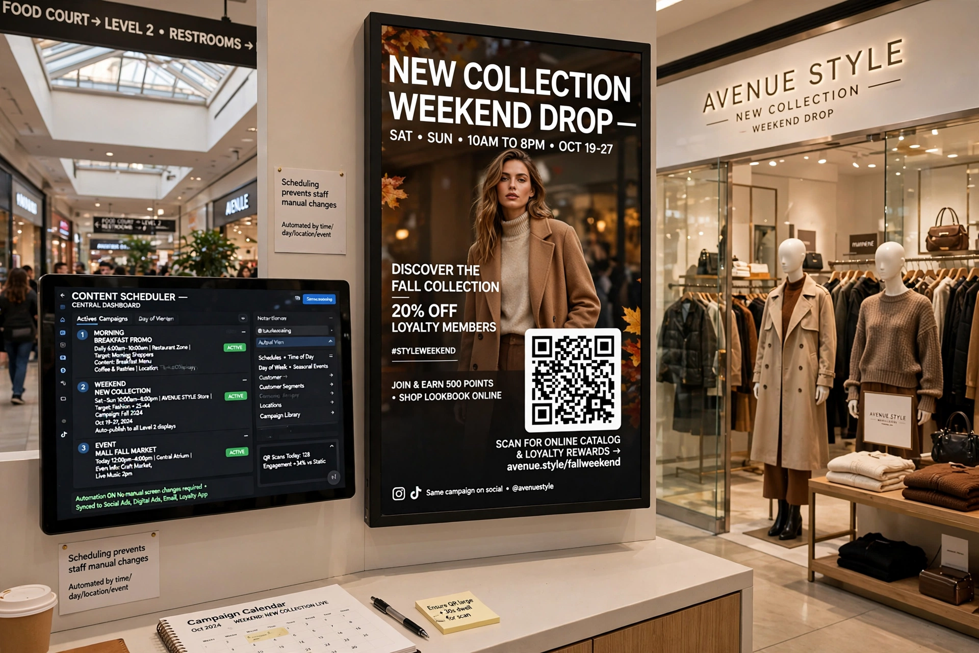 interactive digital directory kiosk in shopping mall