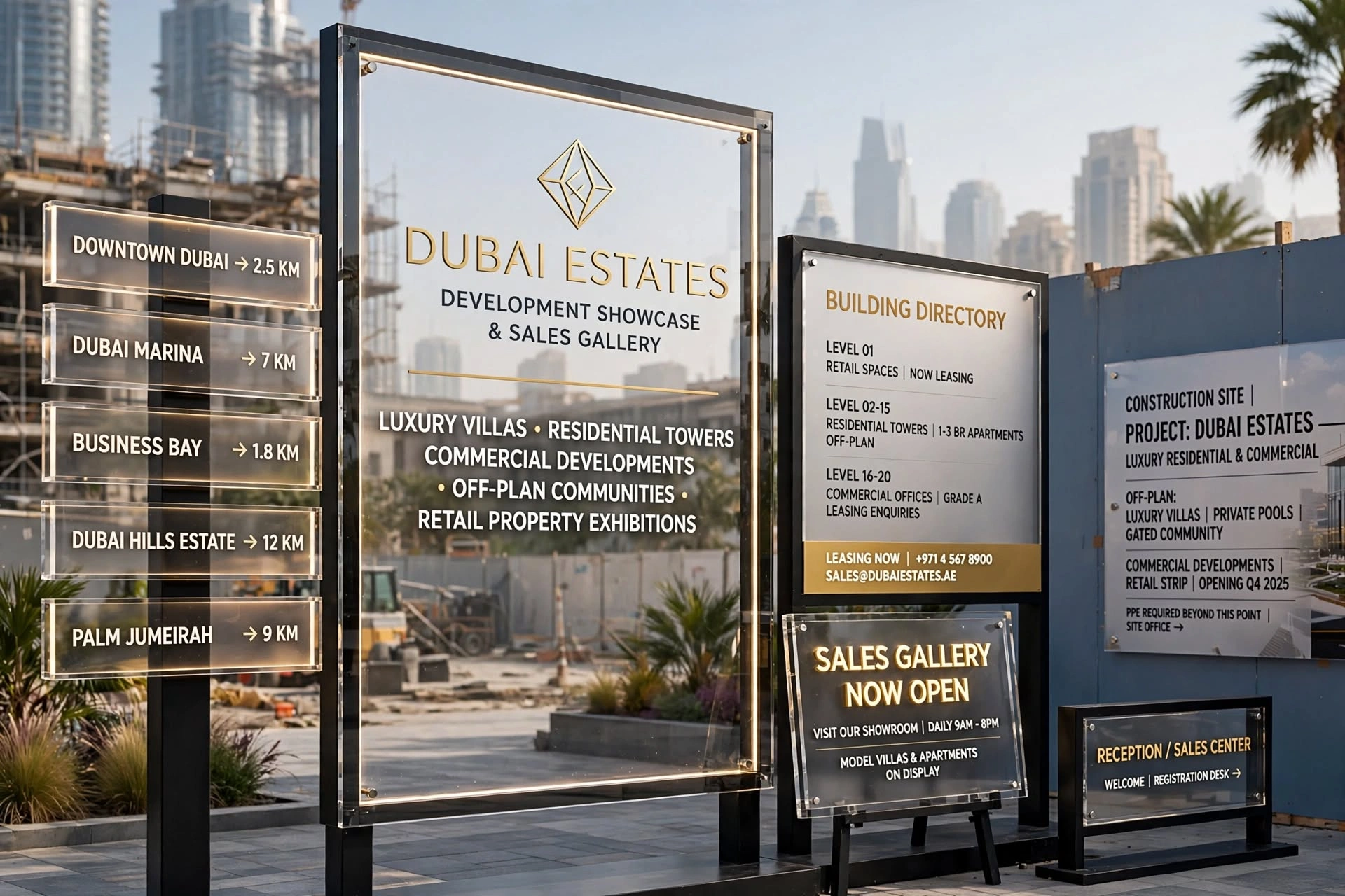 Acrylic sheets used to create professional real estate signage in Dubai