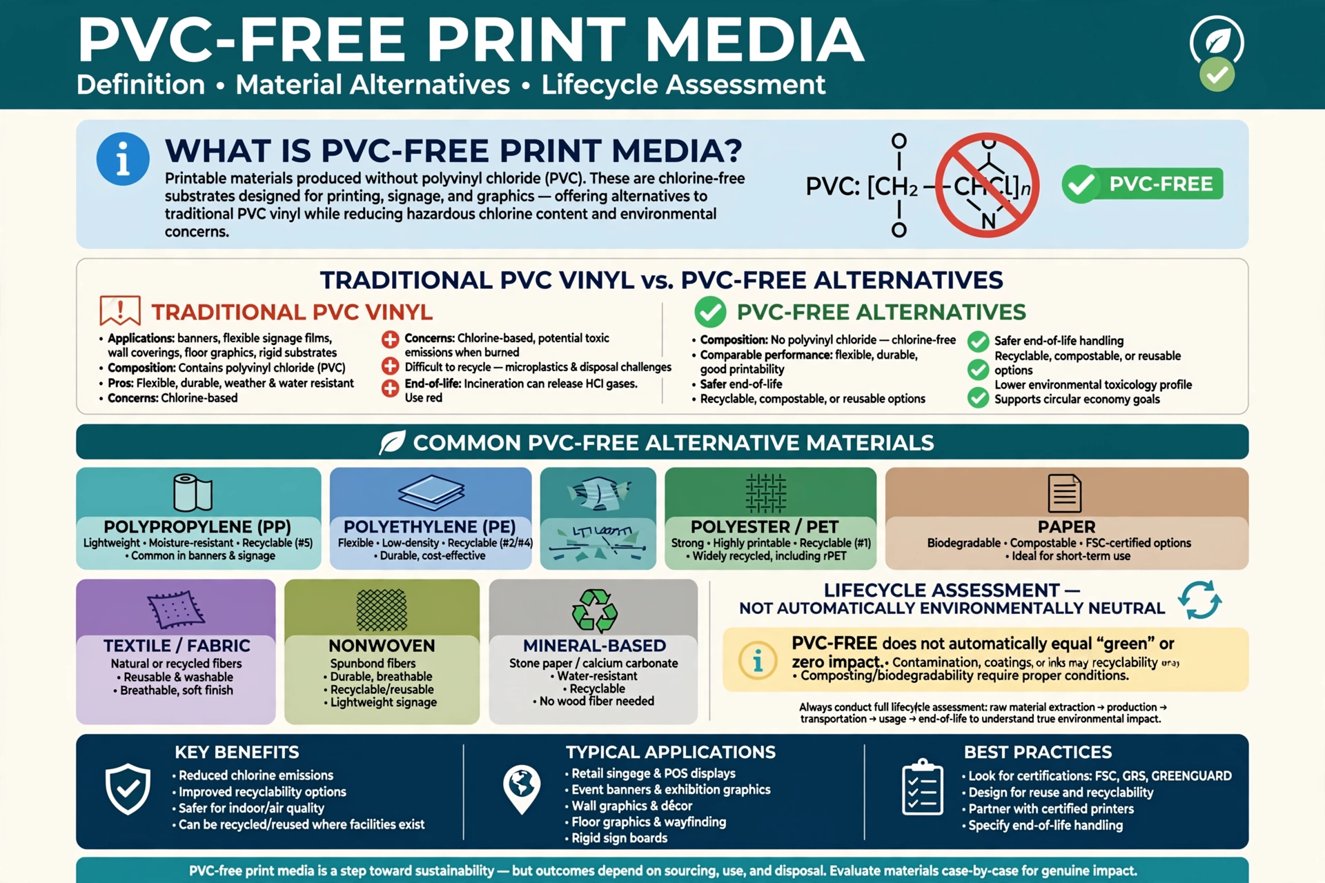 Sustainable PVC-free printing materials for signage