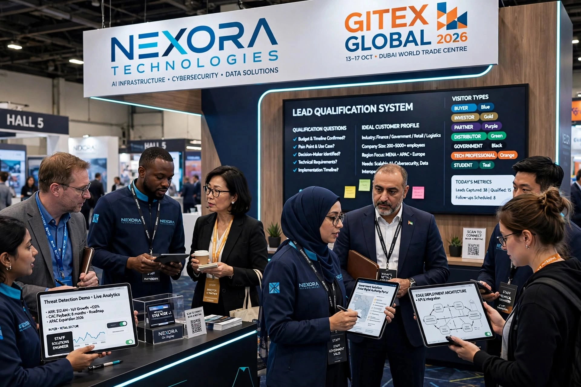 Robotics company exhibition stand featuring a product demonstration at GITEX