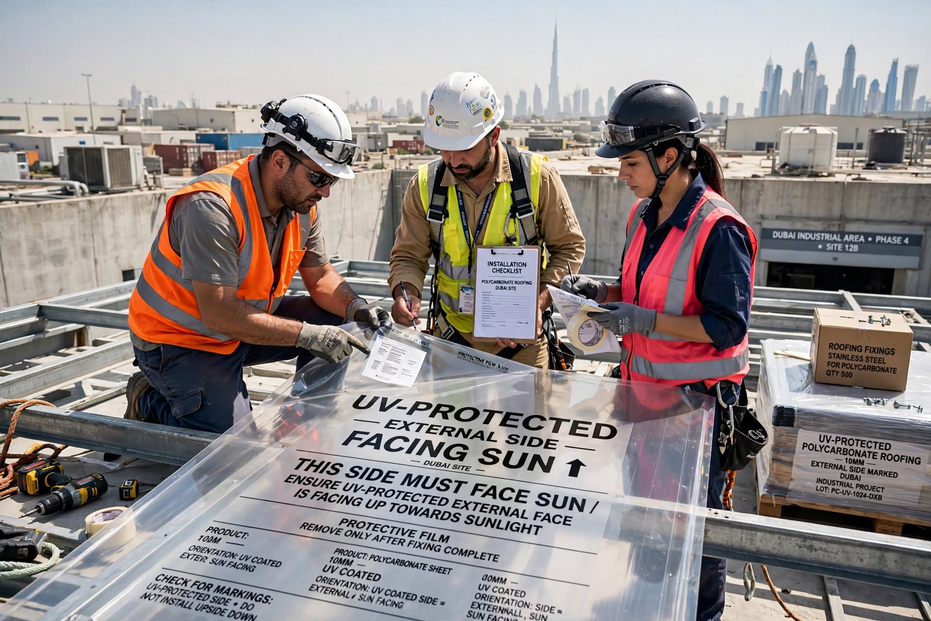 Industrial polycarbonate roofing system designed for the Dubai climate