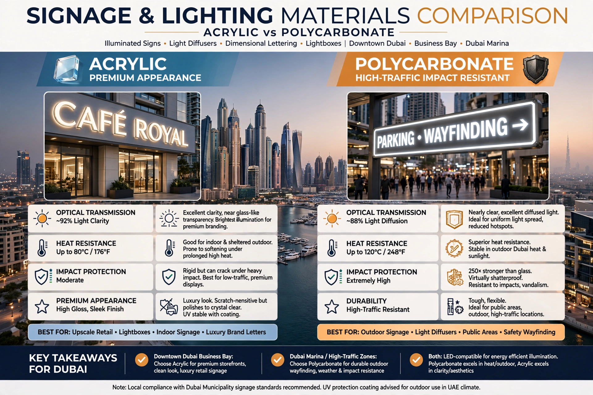 Polycarbonate and acrylic sheets comparison