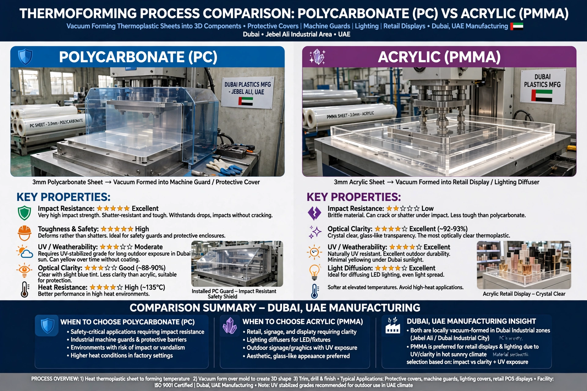 Polycarbonate and acrylic sheets for thermoforming applications