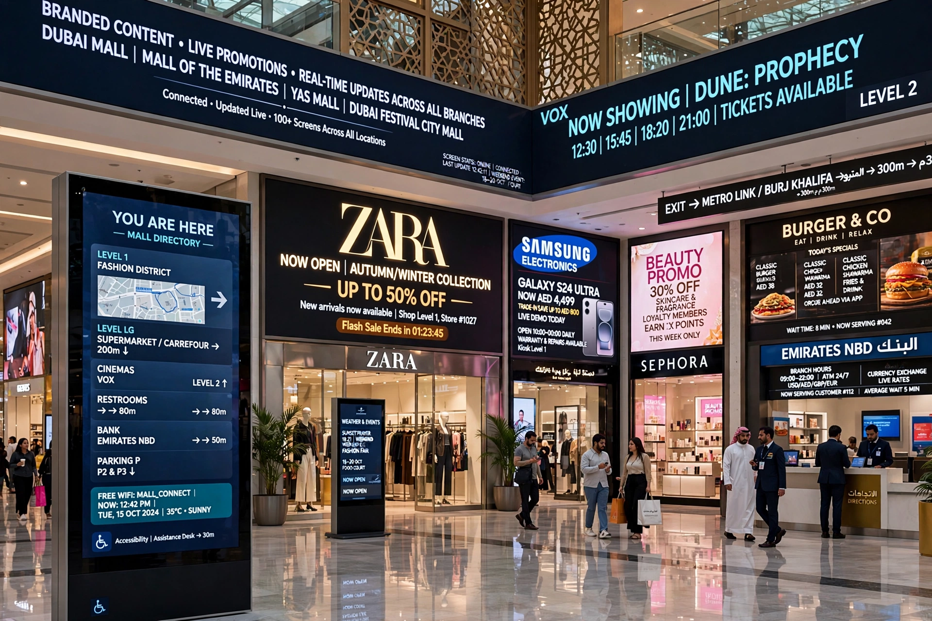 digital signage display inside UAE shopping mall
