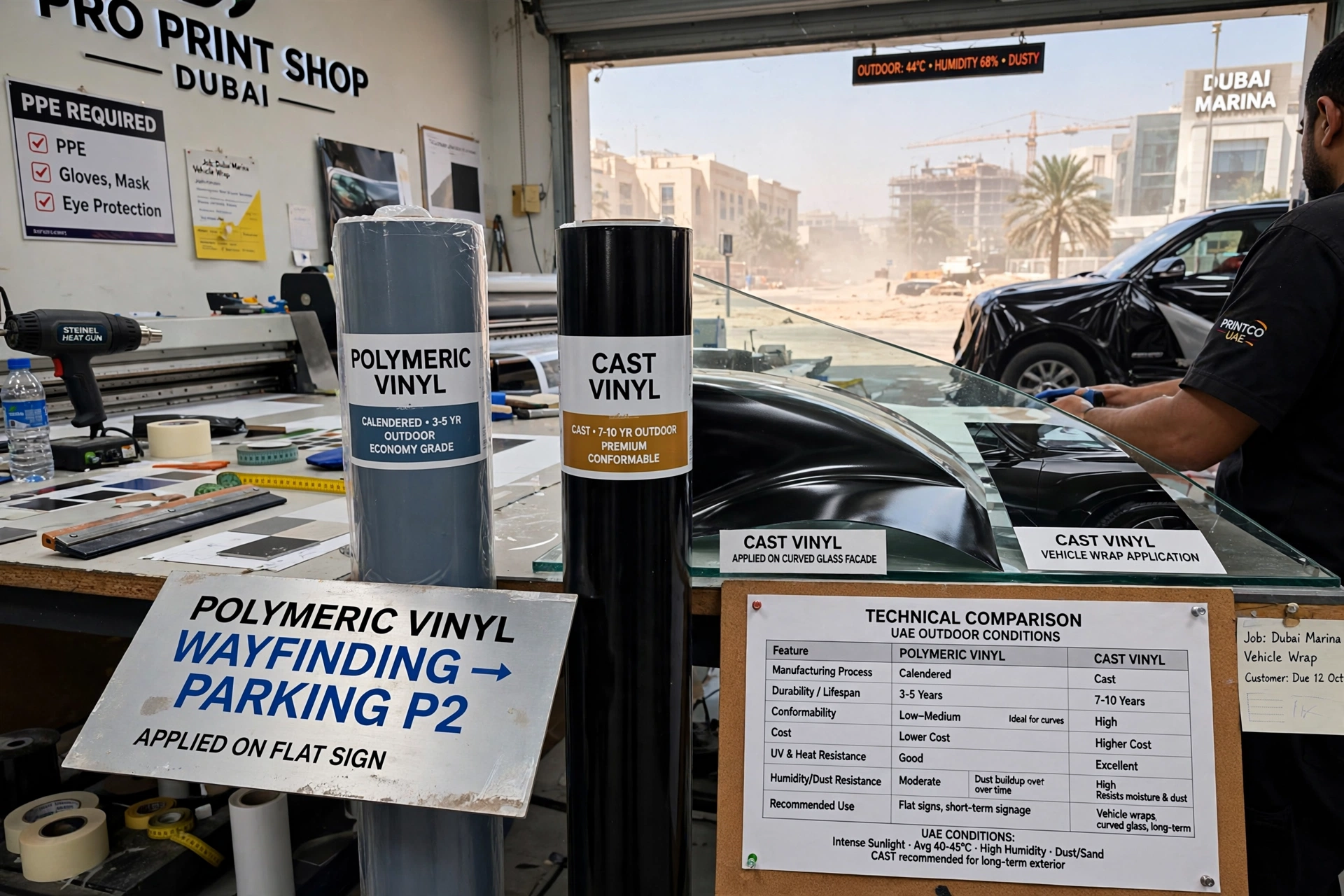 Polymeric vinyl roll for professional signage printing