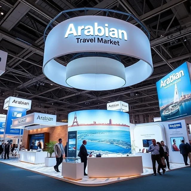 Modern Arabian Travel Market exhibition stand in Dubai