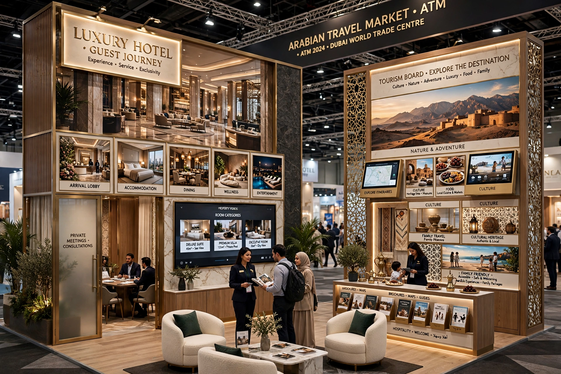 Tourism board exhibition stand showcasing destination imagery
