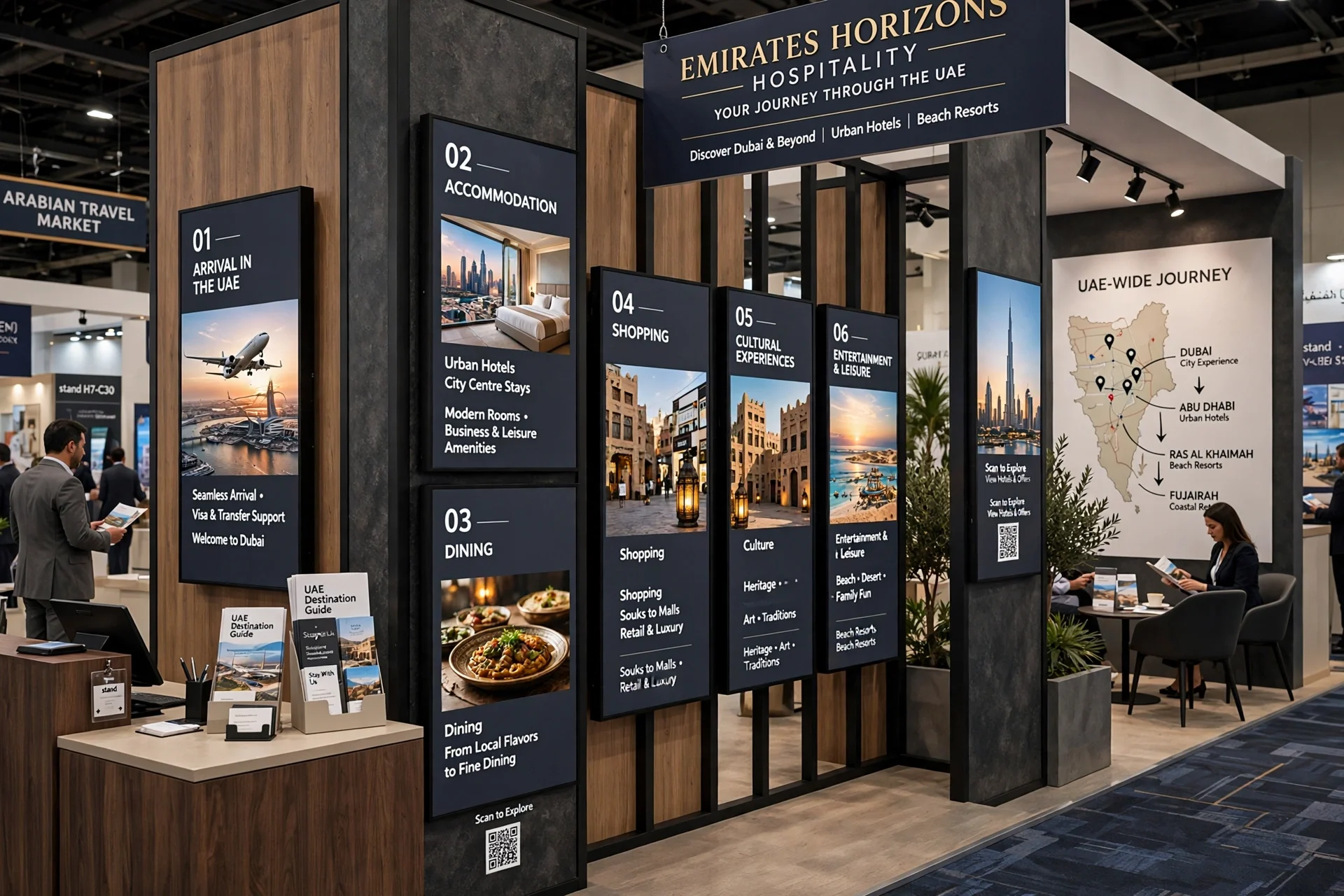 Digital display presenting luxury UAE hotel and resort experiences