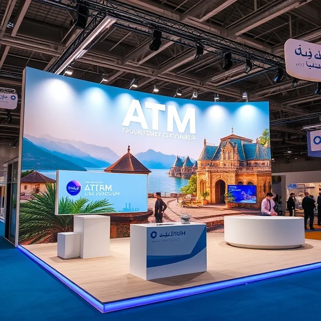 Creative tourism exhibition booth with destination branding
