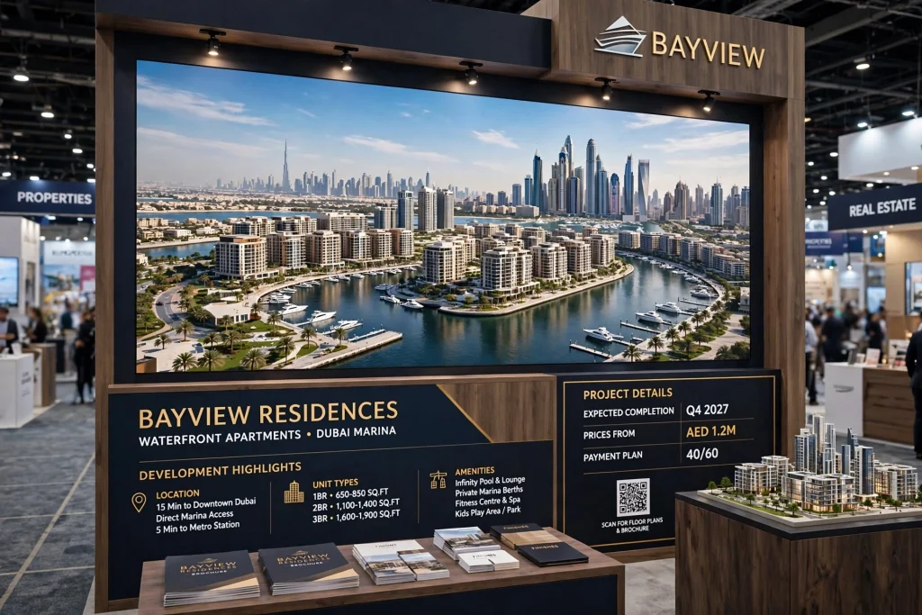Luxury real estate exhibition stand design in Dubai