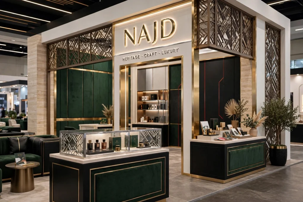 Colourful exhibition stand designed to attract visitors