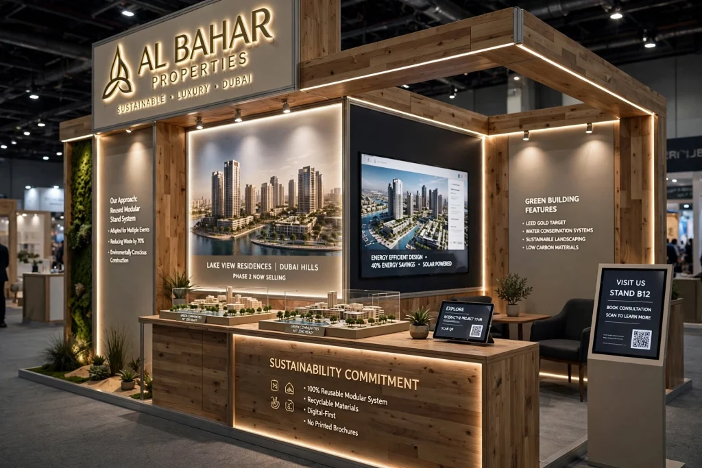 Custom exhibition stand for a Dubai real estate company